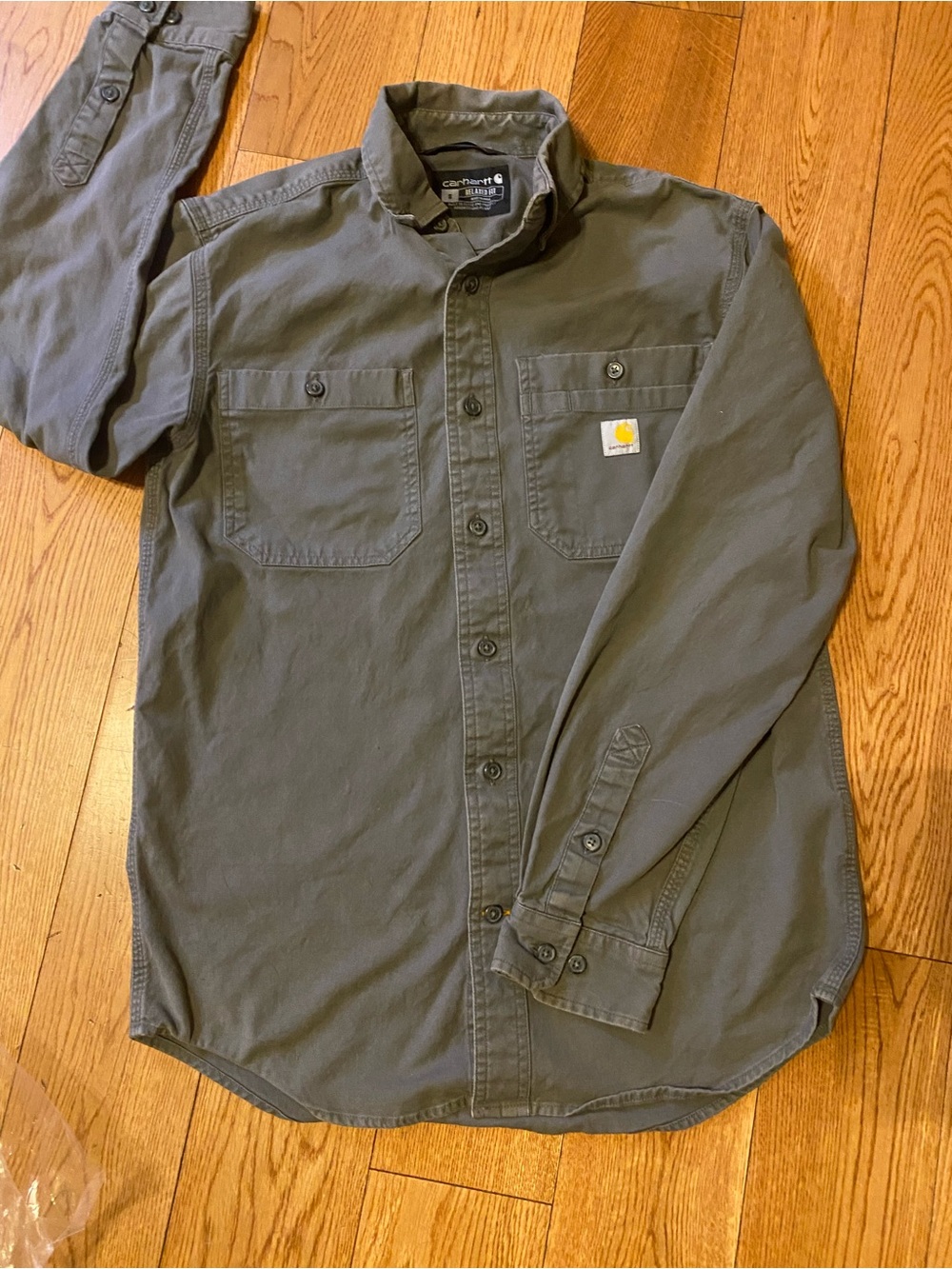 Carhartt Olive Green Button-Front Work Shirt
